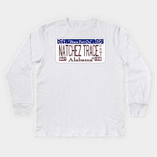 Natchez Trace Parkway, Alabama license plate Kids Long Sleeve T-Shirt